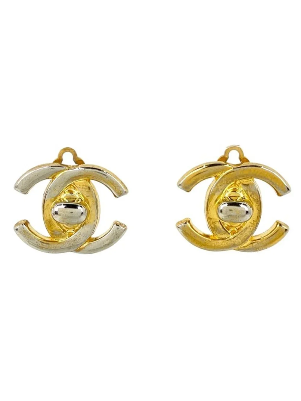 Chanel Earrings CC Logo Gold Plated